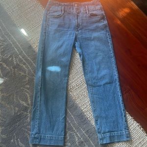 Ann Taylor straight leg high waist medium wash denim. Ankle length